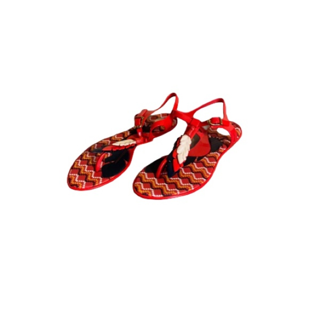 Melissa “Feathers” Red, Blue, and White Jelly Sandals - Women’s Size 7